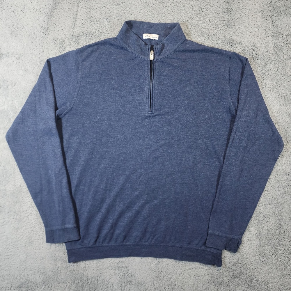 Peter Millar Crown Comfort Interlock 1/4 Zip Mens XXL Blue Heathered Pullover